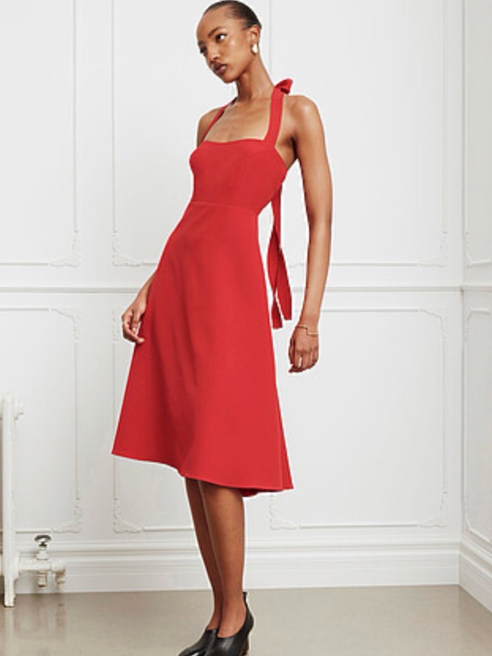 Red Tie-Strap A-Line Women's Dress
